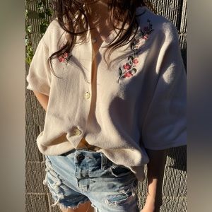 Laura Ashley - Large - Embroidered Sweater Top